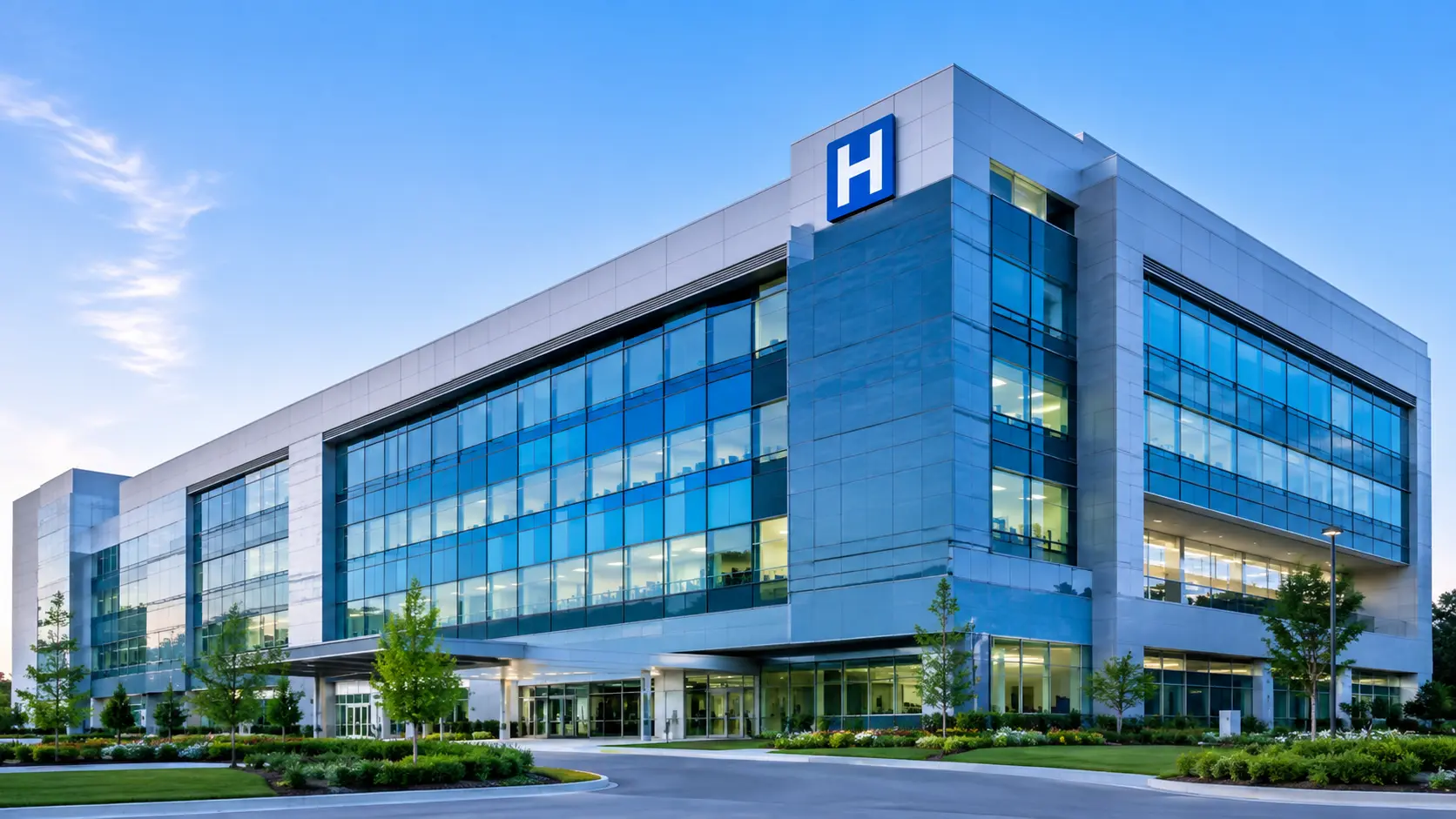 Illustration of a hospital campus