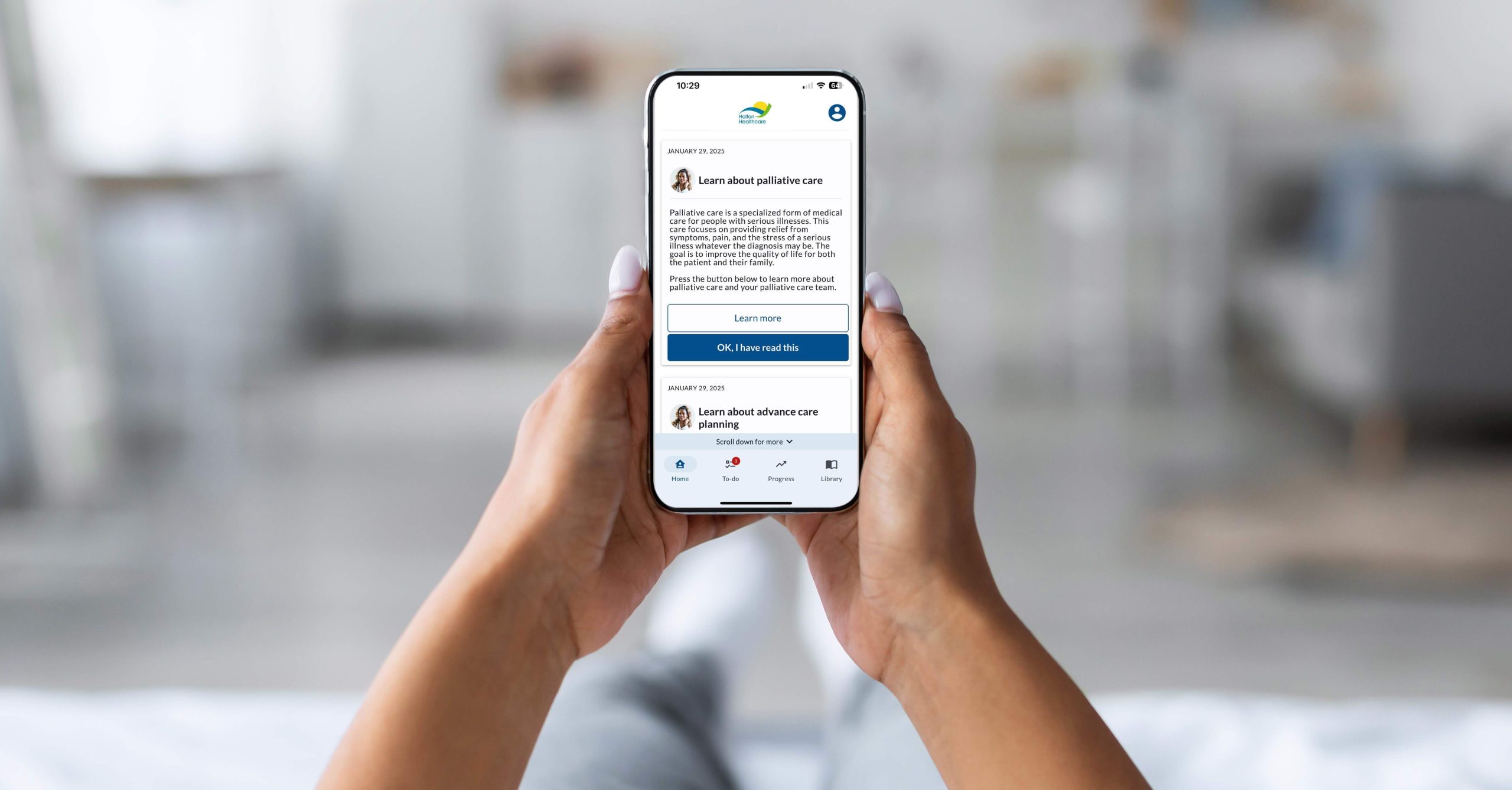 A patient reviewing their care journey on the Nabed mobile app